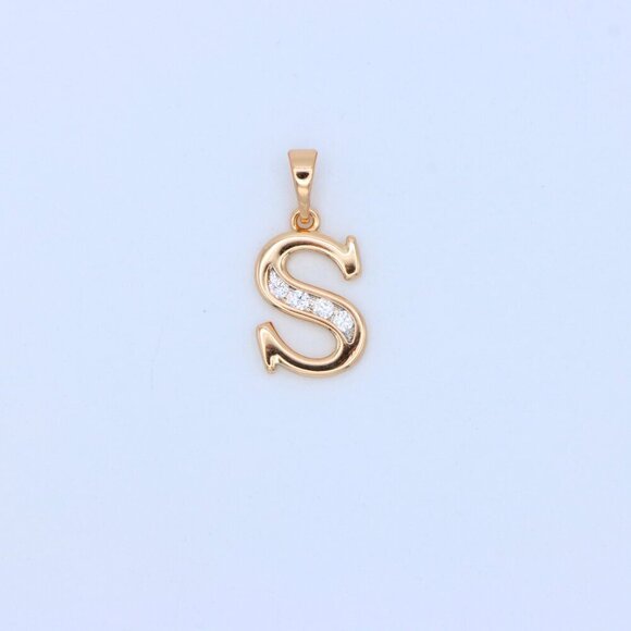 "Rose Gold Letter S Pendant with Sparkling Crystals – Elegant Finish, XPPT1368 - Picture 8 of 13